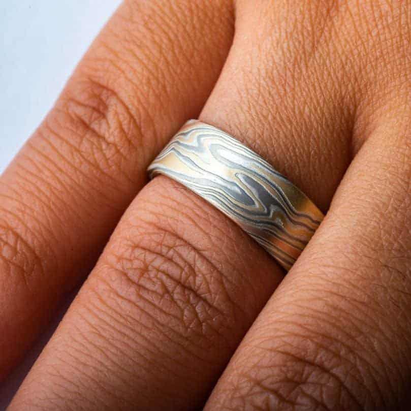 Flat Profile Mokume Gane Band - Image 5