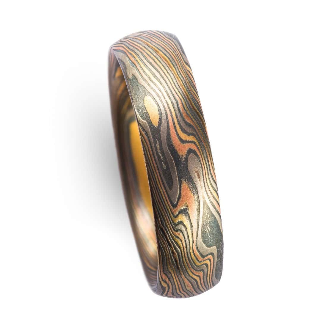 Dusk and Dawn Twist Pattern Mokume Ring Set - Image 4
