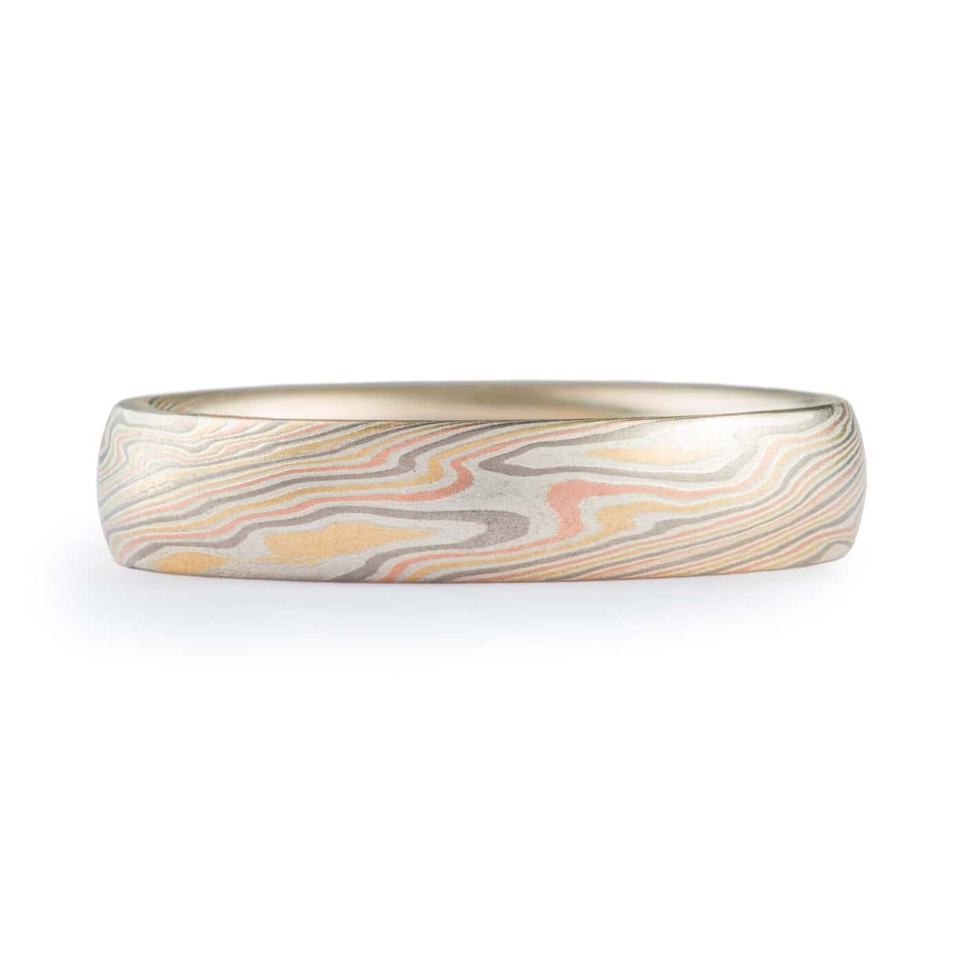 Dusk and Dawn Twist Pattern Mokume Ring Set - Image 3