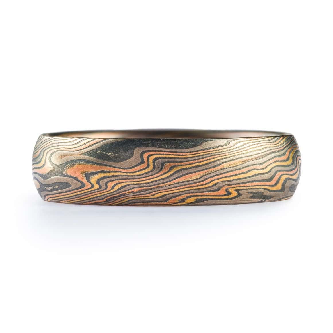 Dusk and Dawn Twist Pattern Mokume Ring Set - Image 2
