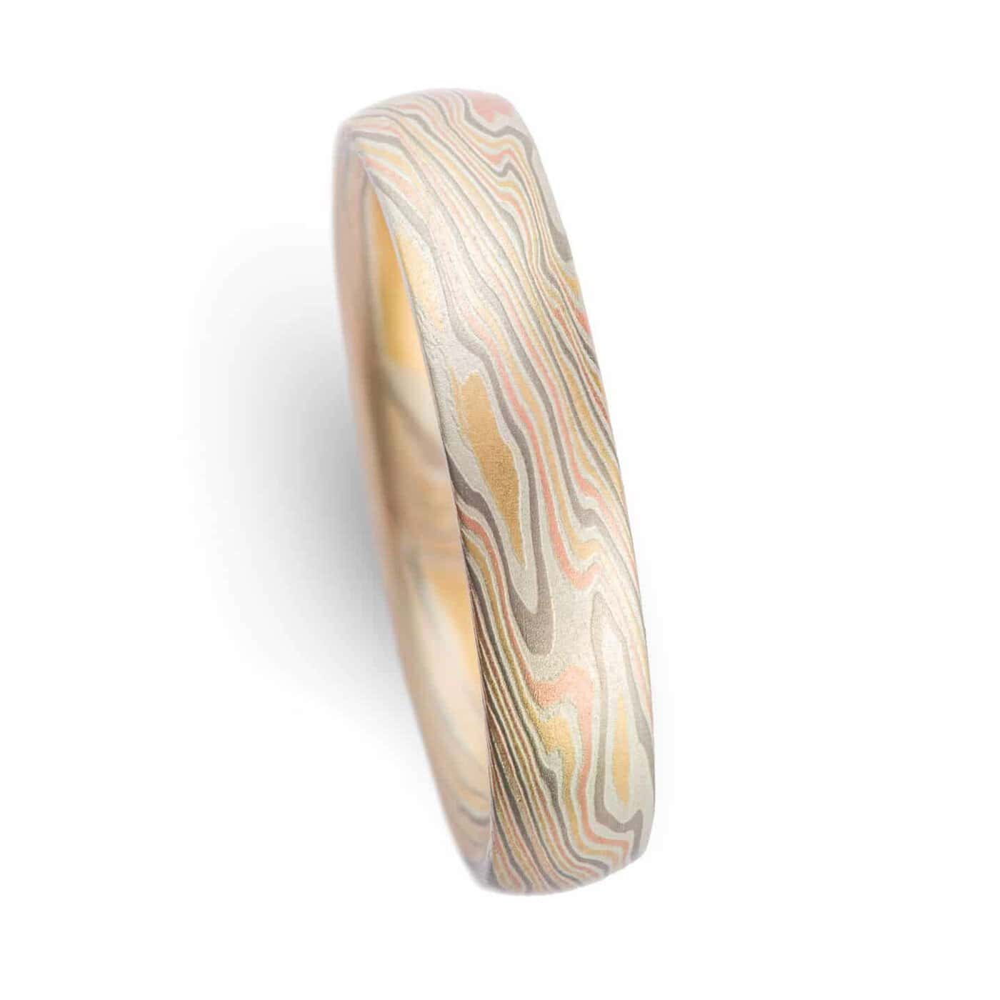 Dusk and Dawn Twist Pattern Mokume Ring Set - Image 5
