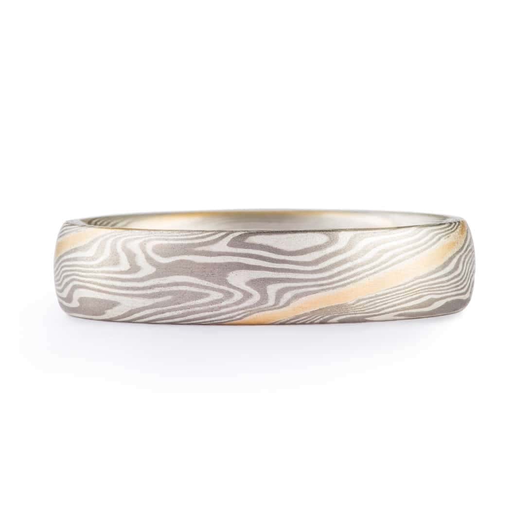 Sophisticated Mokume Band with Gold Stratum - Image 3