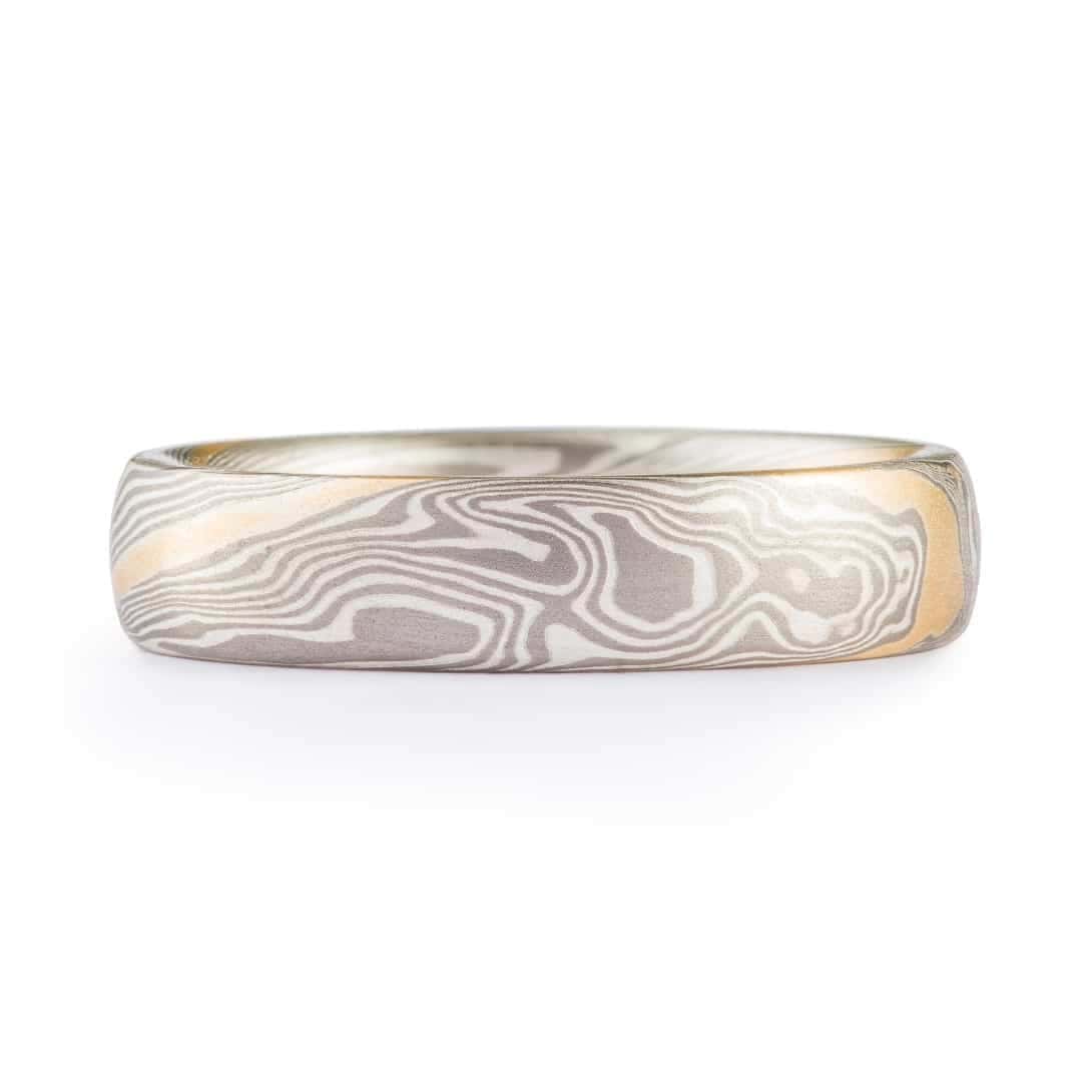 Sophisticated Mokume Band with Gold Stratum - Image 2
