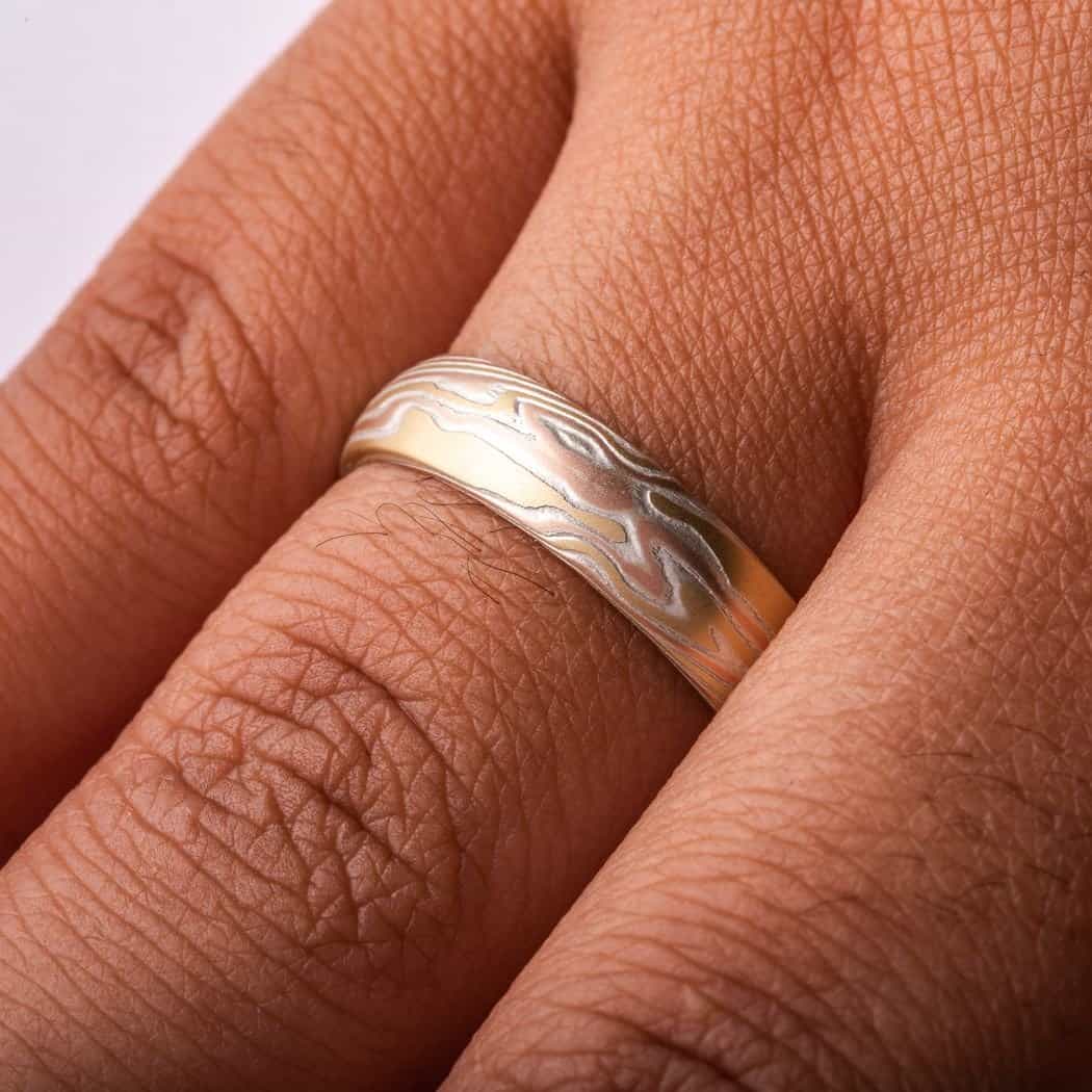 Dynamic 18kt Mokume Band - Image 5