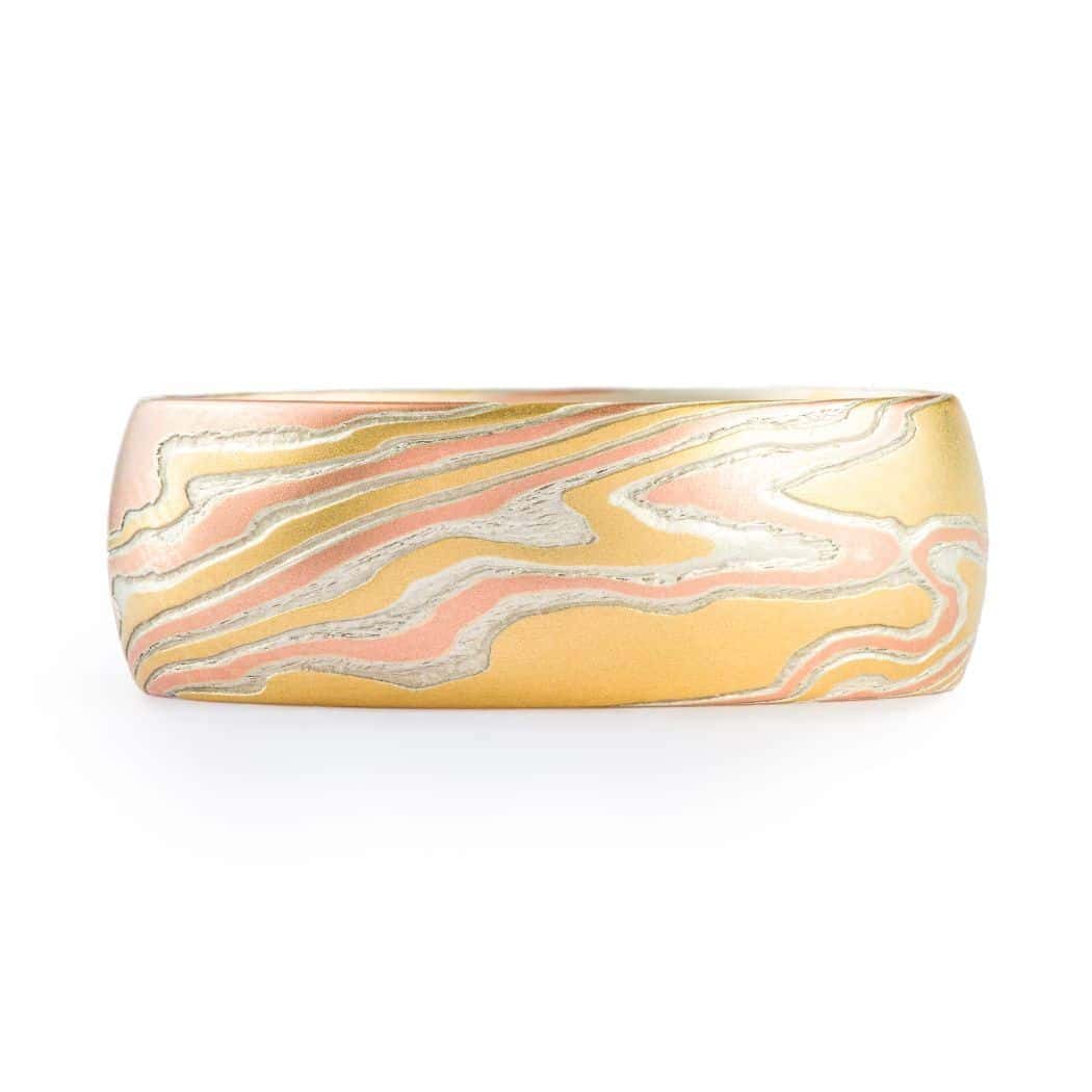 Tricolor 18kt Mokume Gane Ring - Image 2