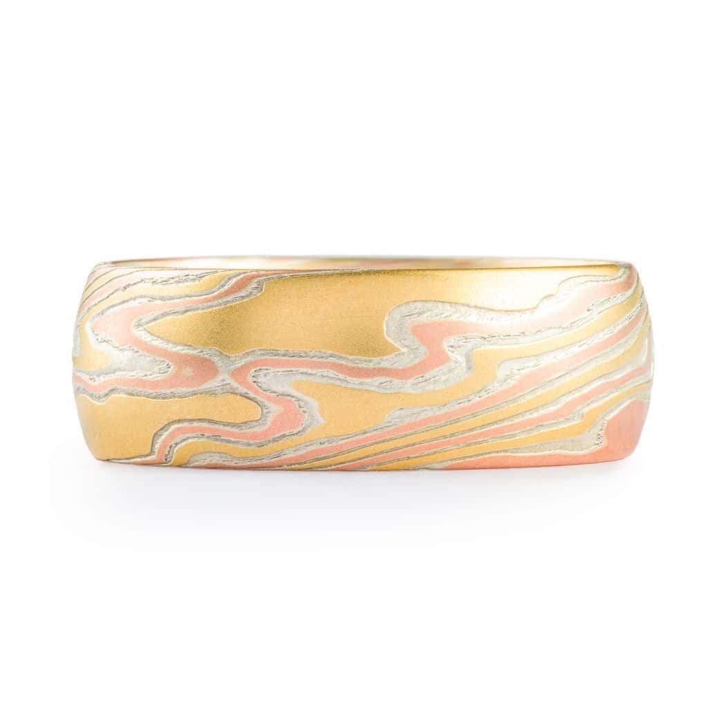 Tricolor 18kt Mokume Gane Ring - Image 3