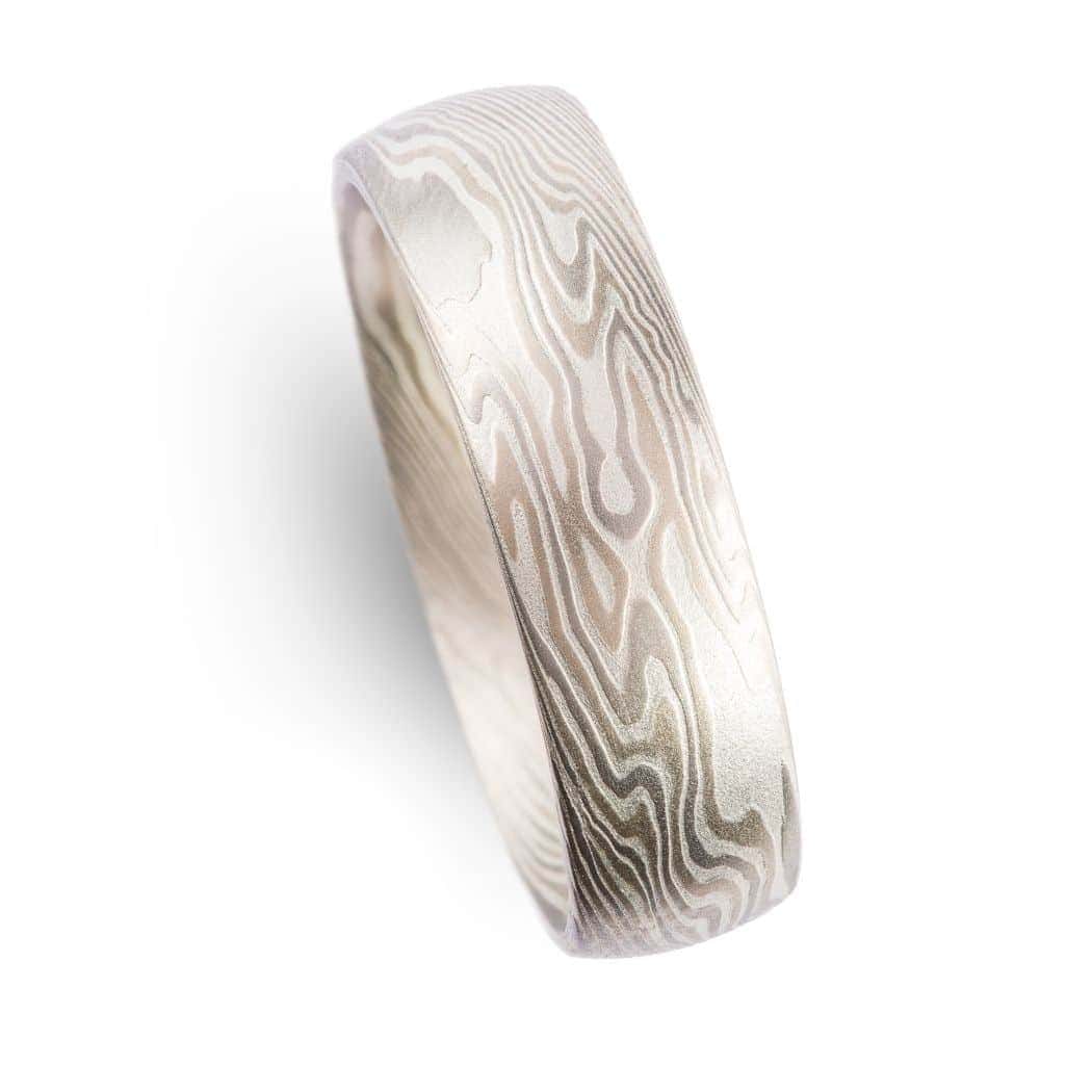 Classic Handmade Mokume Wedding Band - Image 4