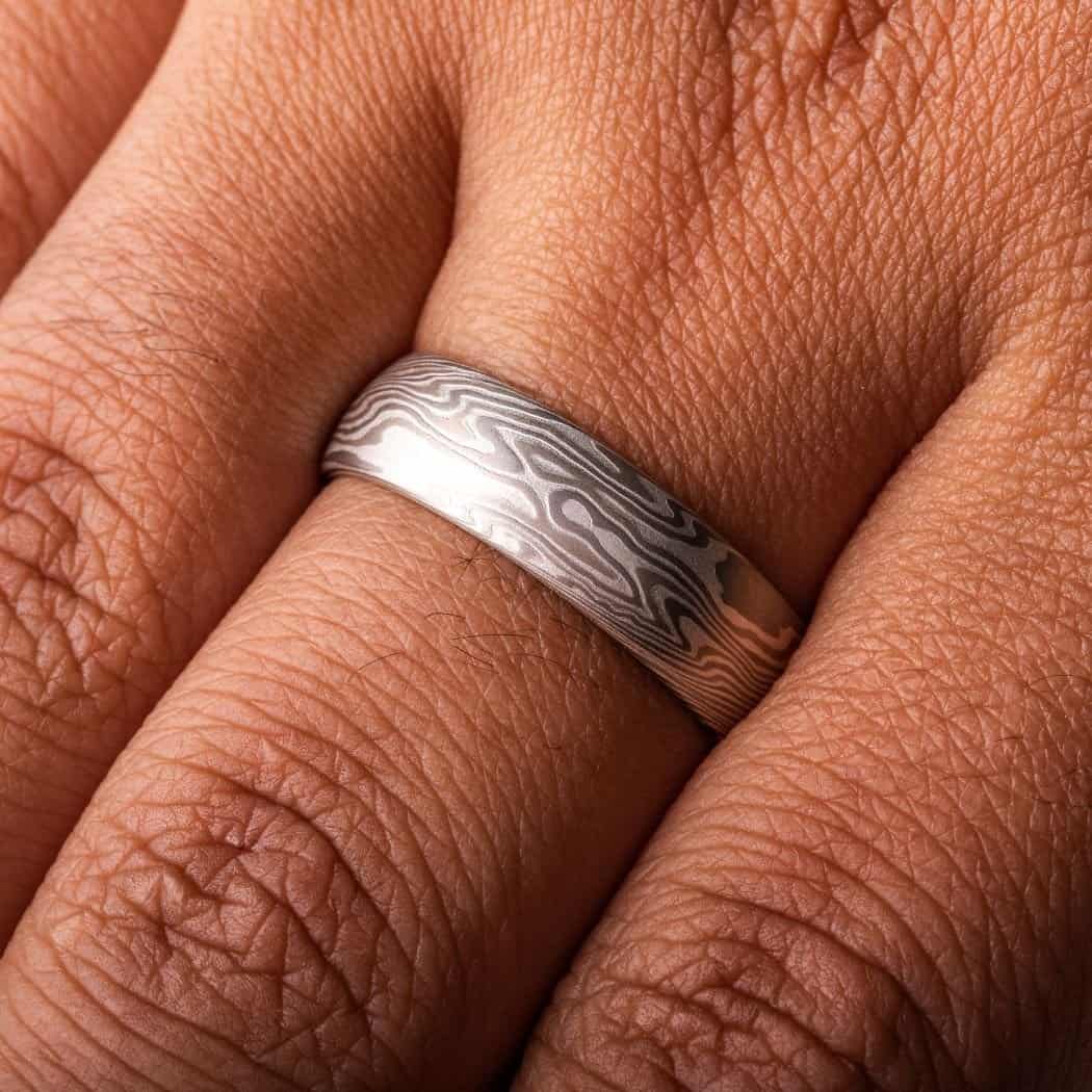 Classic Handmade Mokume Wedding Band - Image 5