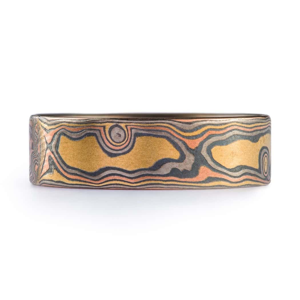 Rustic Flat Profile Woodgrain Pattern Ring
