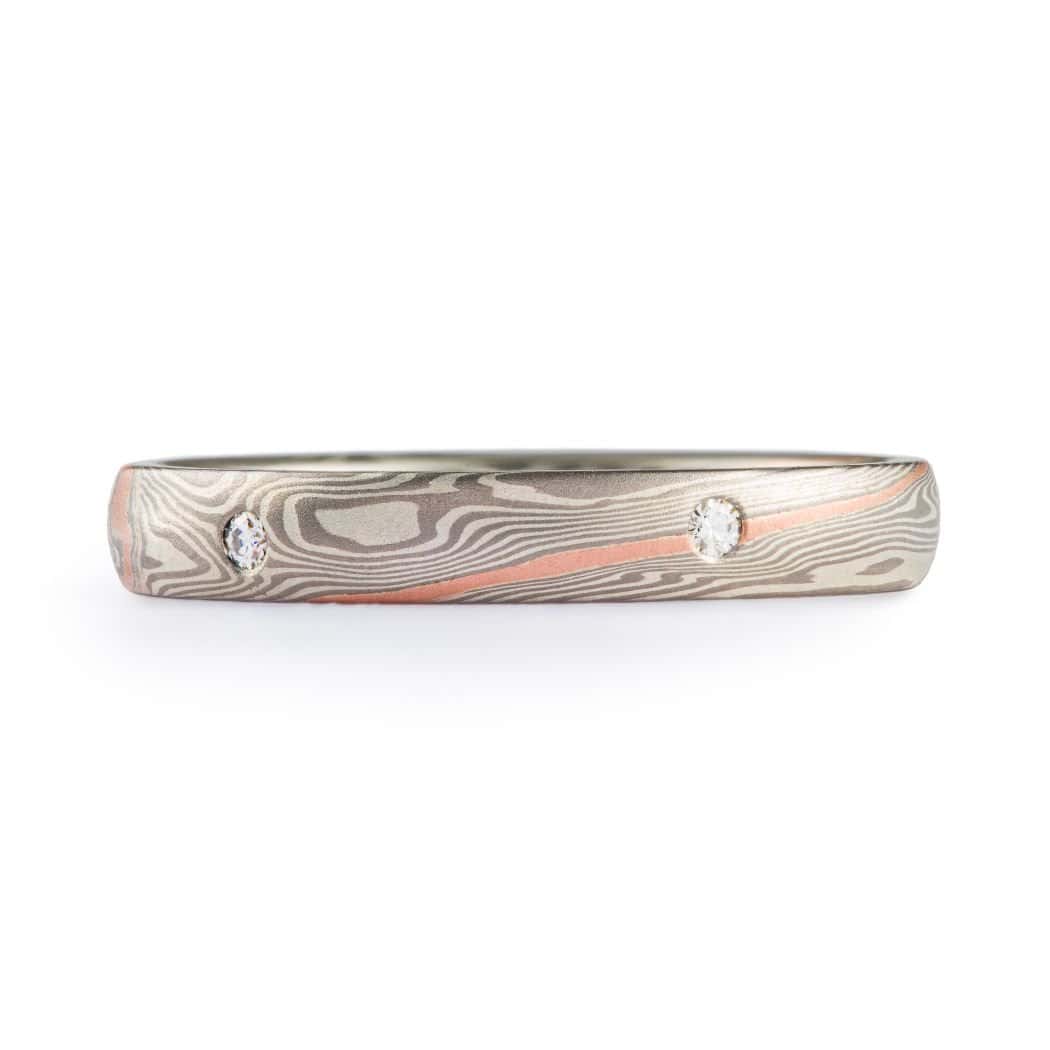 Radiant Mokume Wedding Ring Set - Image 2
