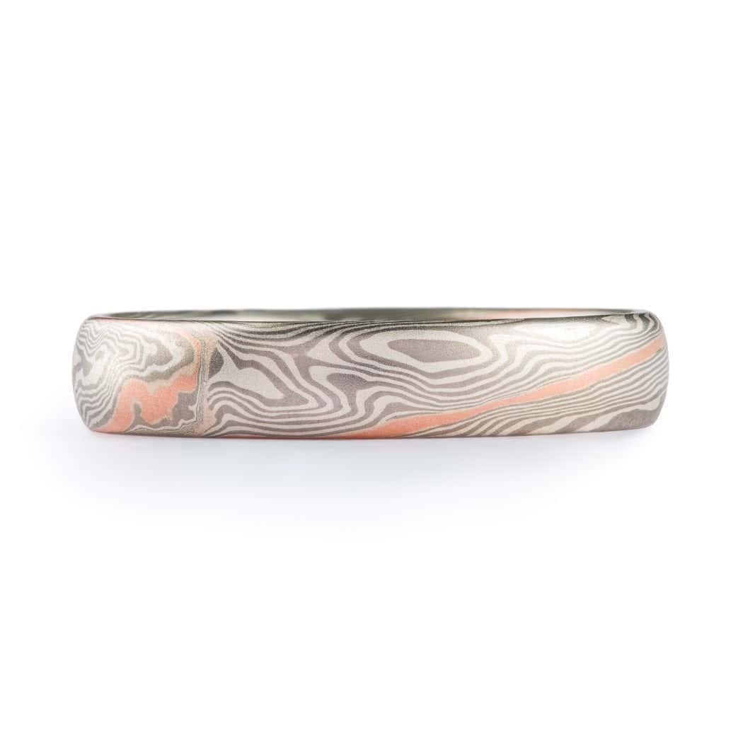 Radiant Mokume Wedding Ring Set - Image 3