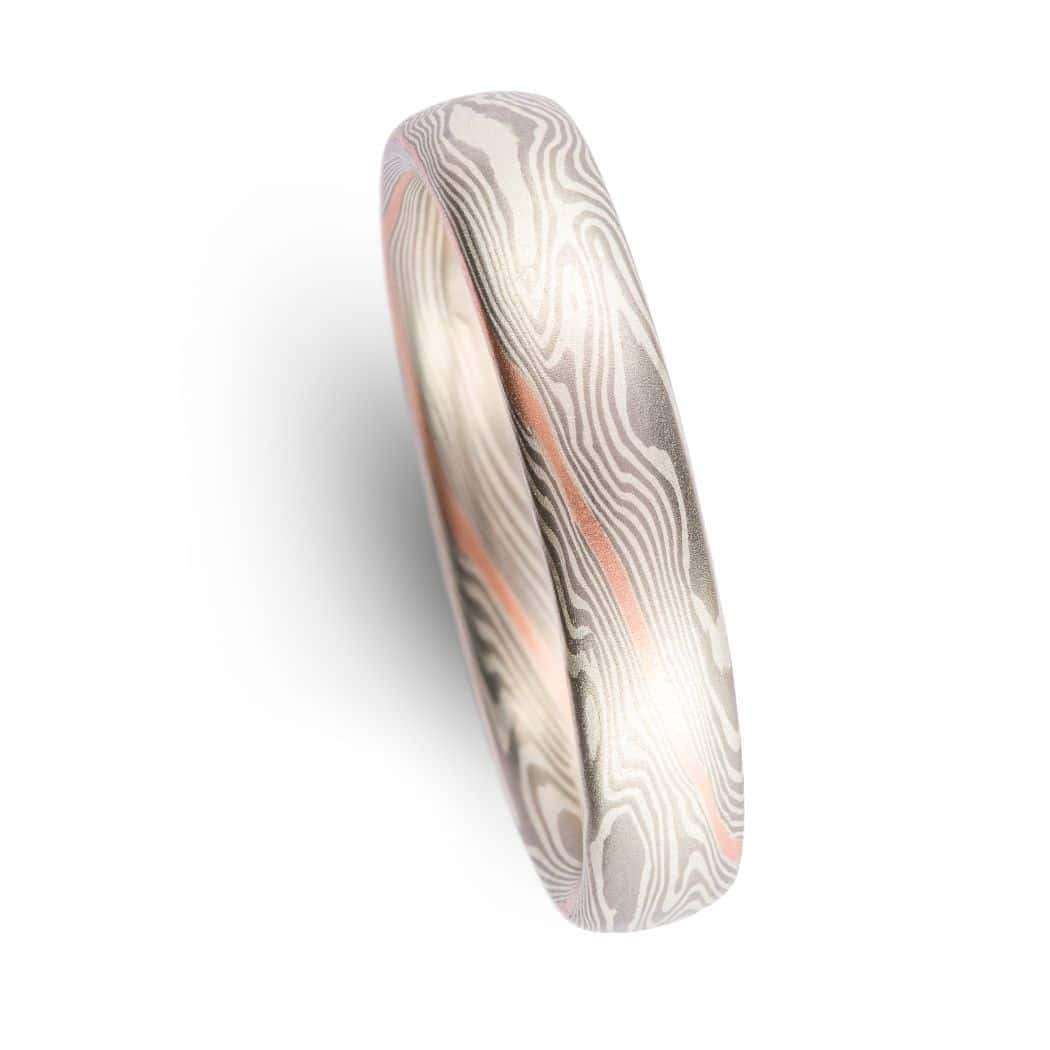 Radiant Mokume Wedding Ring Set - Image 5