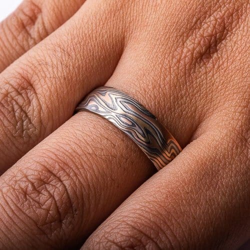 Colorful Mokume Ring with Texture - Image 5