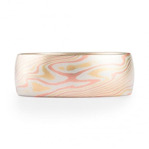 Classic Mokume Wedding Band Set - Image 3