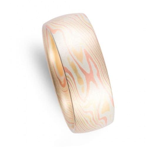 Classic Mokume Wedding Band Set - Image 5