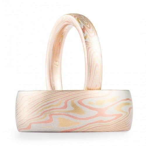 Classic Mokume Wedding Band Set