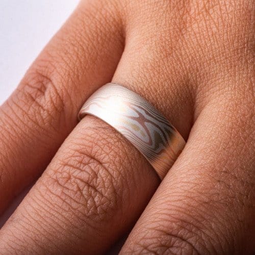 Classic Mokume Wedding Band Set - Image 7