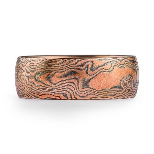 Rustic Mokume Ring in Woodgrain Pattern - Image 3