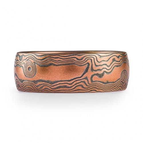 Rustic Mokume Ring in Woodgrain Pattern - Image 2