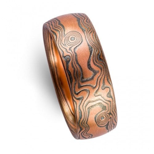 Rustic Mokume Ring in Woodgrain Pattern - Image 4