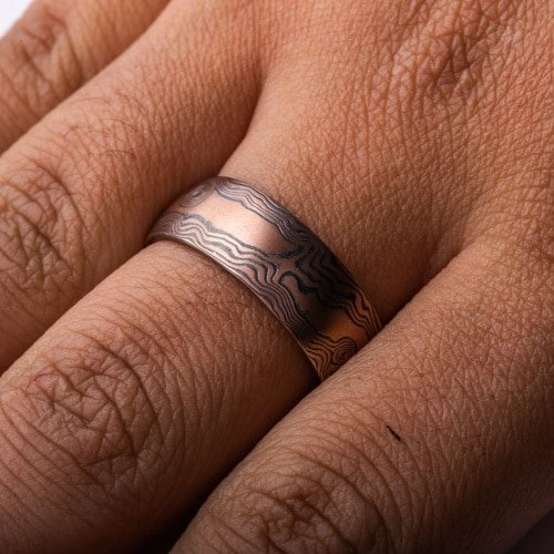 Rustic Mokume Ring in Woodgrain Pattern - Image 5