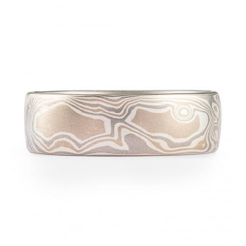 Classic Mokume Woodgrain Patterned Wedding Band