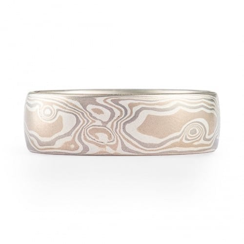 Classic Mokume Woodgrain Patterned Wedding Band - Image 2