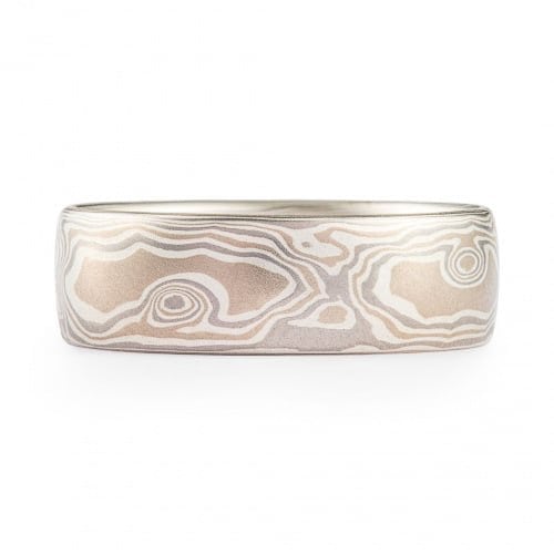 Classic Mokume Woodgrain Patterned Wedding Band - Image 3