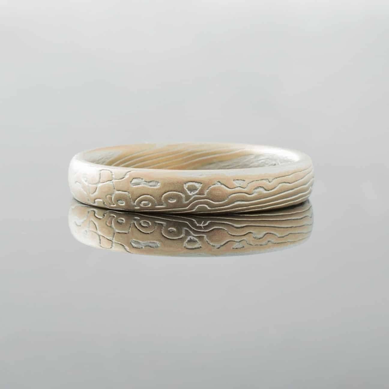 Mokume Gane Wedding Band in Twist/Droplet Pattern - Image 3