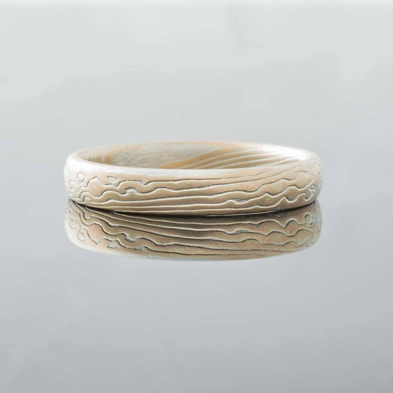 Mokume Gane Wedding Band in Twist/Droplet Pattern - Image 2