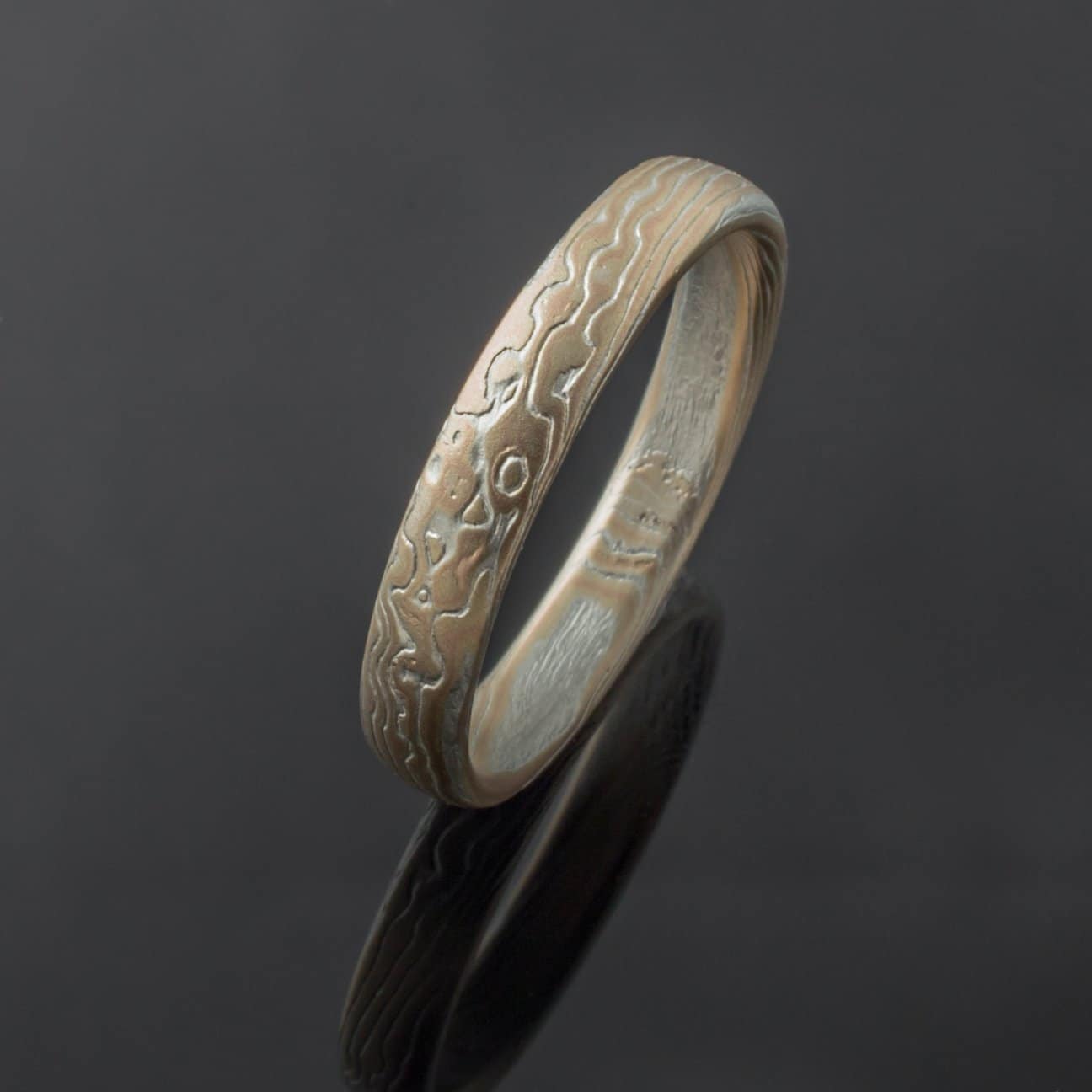 Mokume Gane Wedding Band in Twist/Droplet Pattern - Image 4