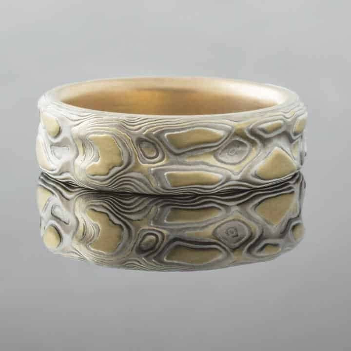 Topographical Diamond Ring Wedding Band Set - Image 4