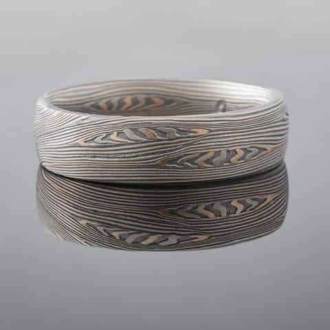 Unique Mokume Knots Wedding Band Set - Image 3