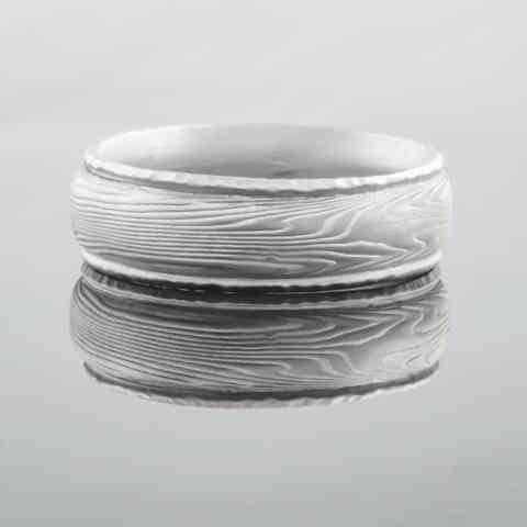 Classic Mokume Gane Band with Hammered Rails - Image 2