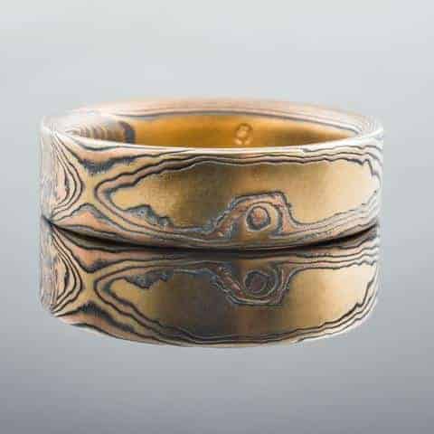 Sophisticated Mokume Gane Wedding Band with Etched Finish - Image 3