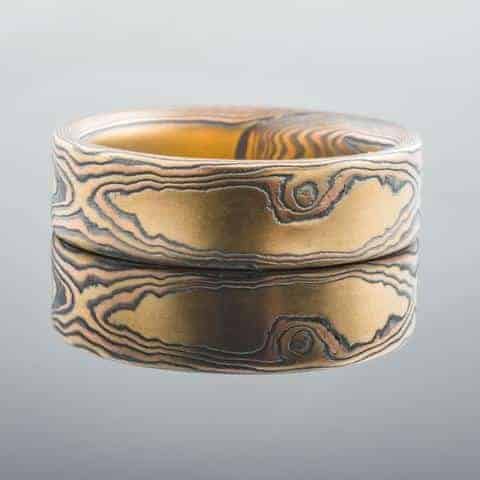 Sophisticated Mokume Gane Wedding Band with Etched Finish
