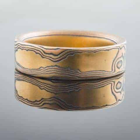 Sophisticated Mokume Gane Wedding Band with Etched Finish - Image 2