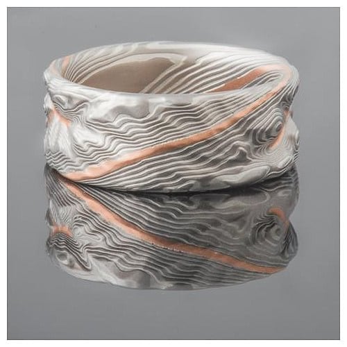 Earthy Red Gold Stratum Guri Bori Twist Wedding Ring - Image 2