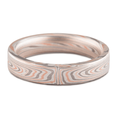 Bold Vortex Pattern Mokume Ring Set - Image 4