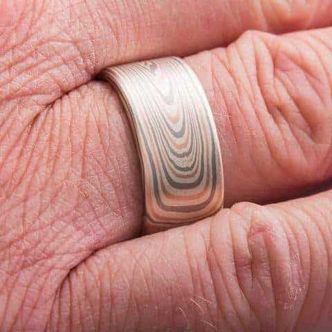 Bold Vortex Pattern Mokume Ring Set - Image 6