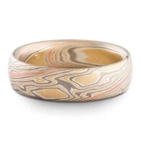 Mens Mokume Gane Ring with Red Gold and Silver - Image 3