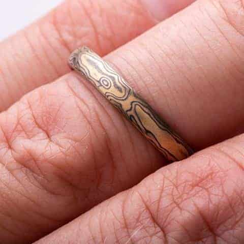 Delicate Feminine Mokume Gane Wedding Band - Image 5