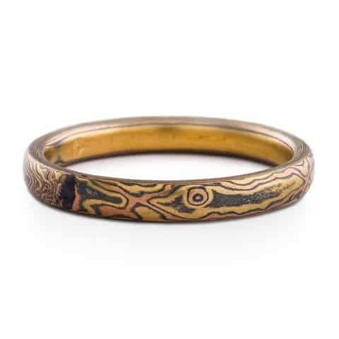 Delicate Feminine Mokume Gane Wedding Band - Image 3
