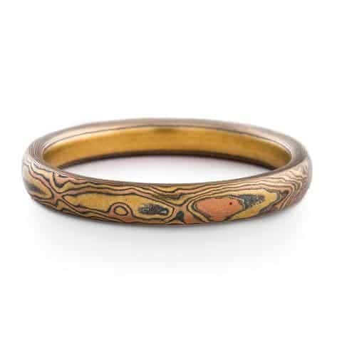 Delicate Feminine Mokume Gane Wedding Band - Image 2