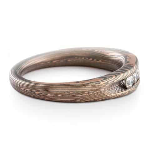 Elegant Mokume Engagement Ring with Channel Set Diamond - Image 3