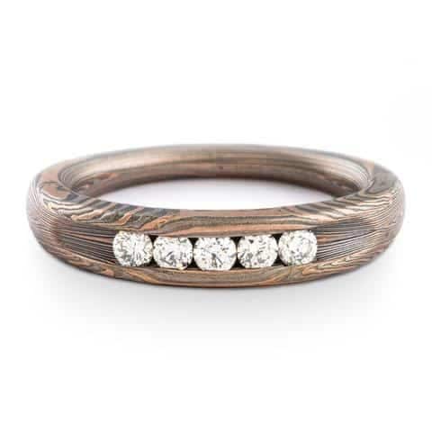 Rustic Wedding Set with Mokume Knots - Image 2
