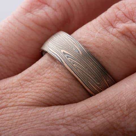Rustic Wedding Set with Mokume Knots - Image 5