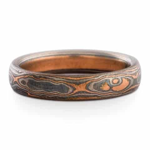 Smoldering Mokume Gane Ring in Woodgrain Pattern - Image 2