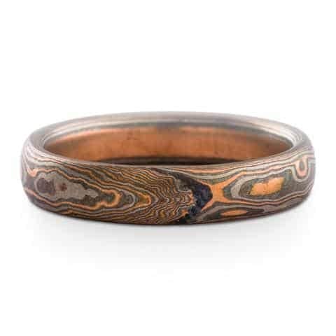 Smoldering Mokume Gane Ring in Woodgrain Pattern - Image 3