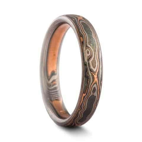 Smoldering Mokume Gane Ring in Woodgrain Pattern - Image 4